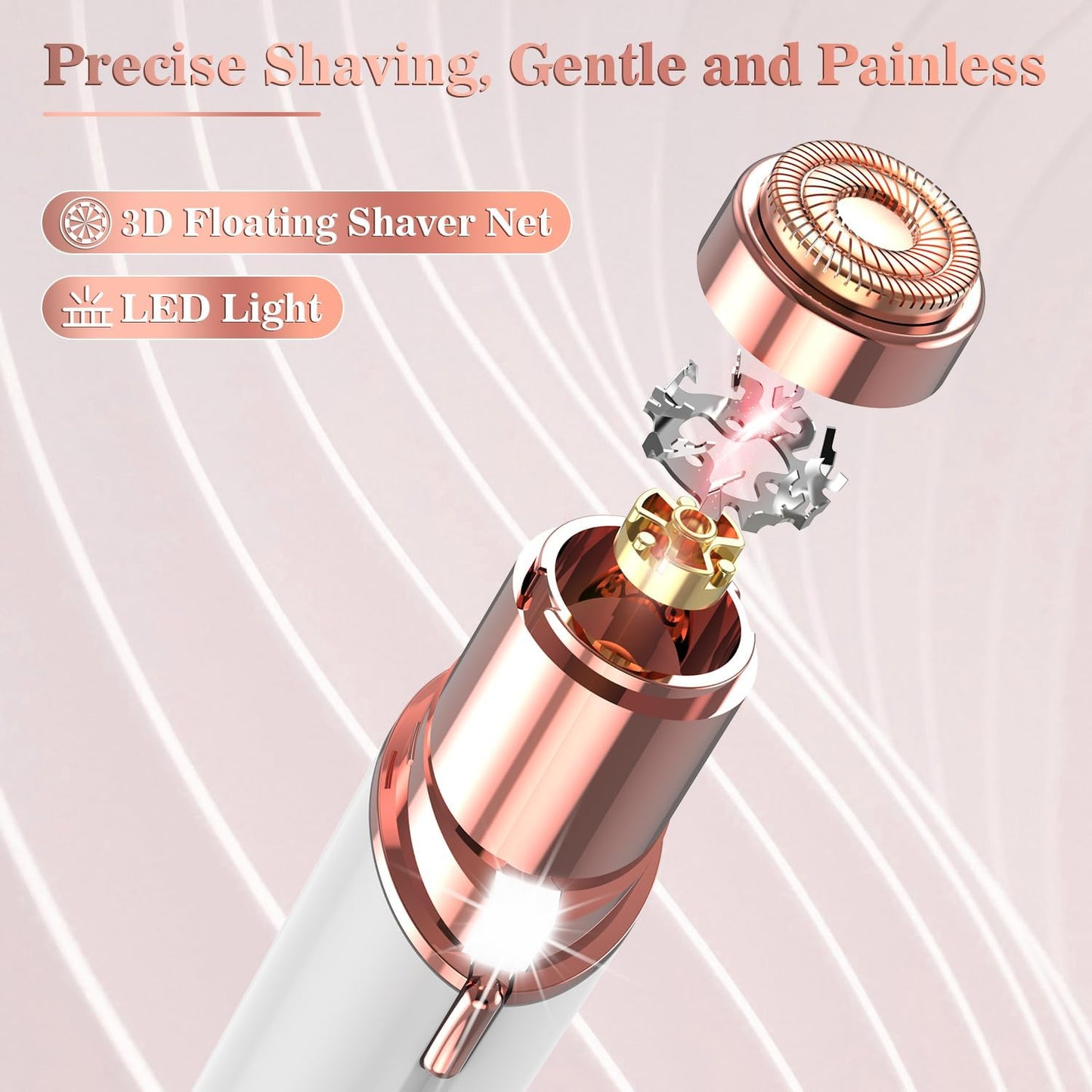 Rechargeable Facial Hair Remover for Women: 2 in 1 Electric Eyebrow and Facial Hair Remover - Suitable for Middle-aged Women’s Eyebrow, Chin, and Cheek Trimming - with Built-in LED Light (White)