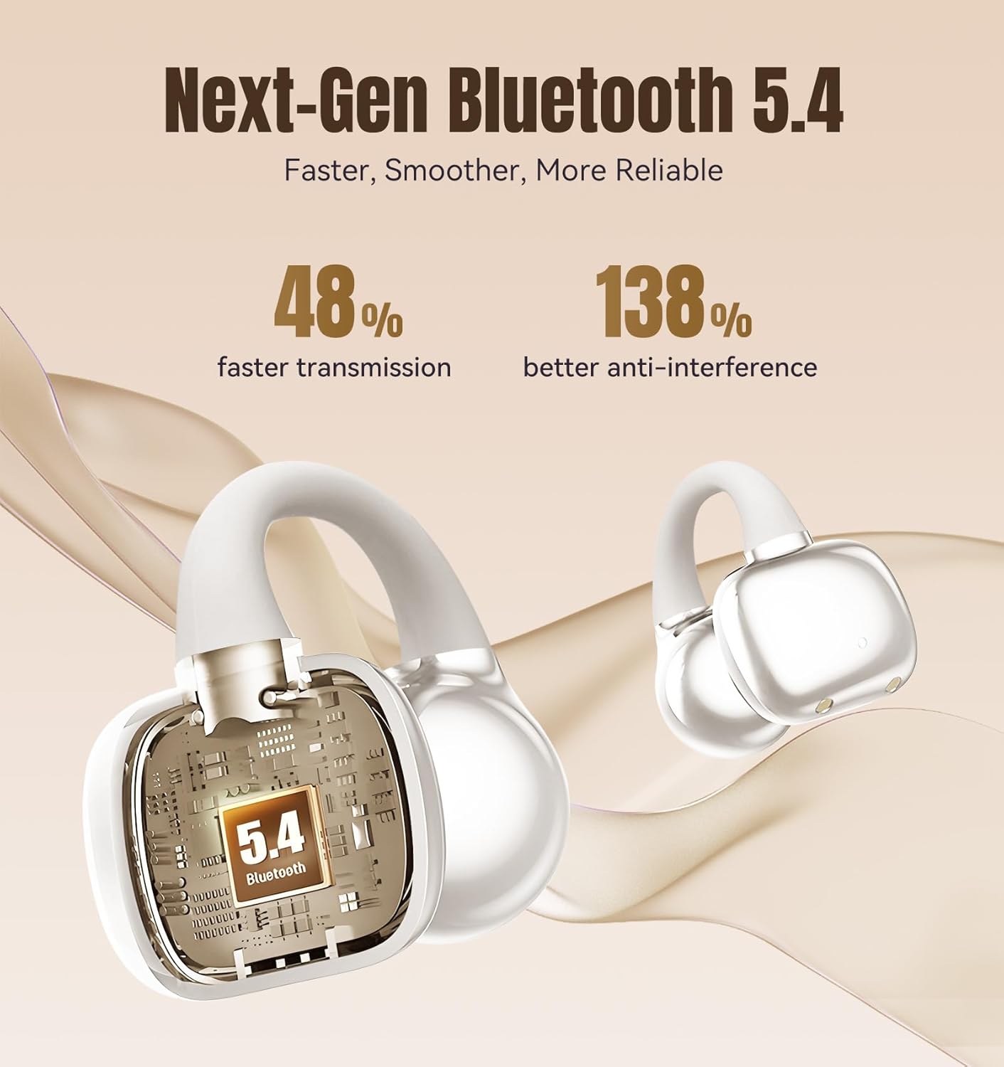Wireless Earbuds, Bluetooth Ear Buds Headphones, 40H Long Playtime, Stereo Deep Bass, LED Power Display, IPX7, Lightweight in Ear Earphone with Mic for iPhone Android Phone
