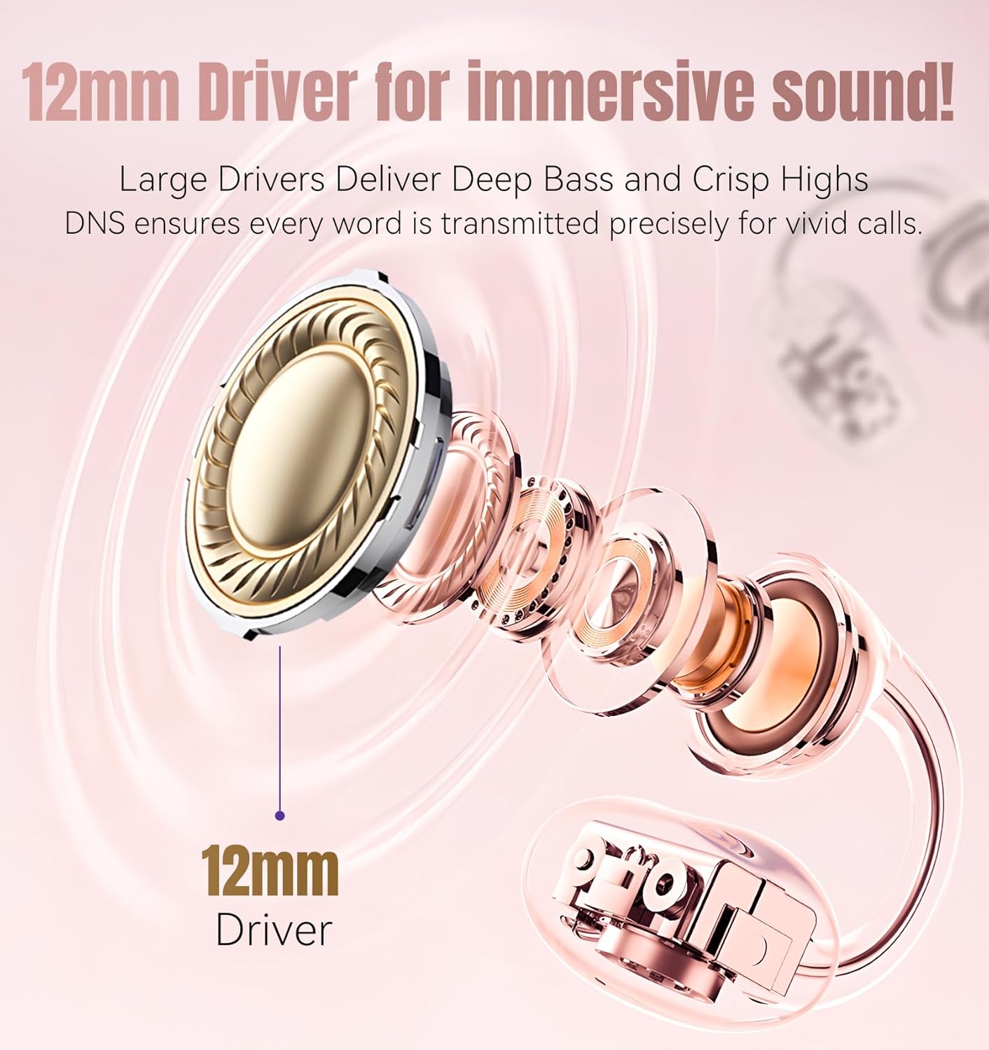 Wireless Earbuds, Bluetooth Ear Buds Headphones, 40H Long Playtime, Stereo Deep Bass, LED Power Display, IPX7, Lightweight in Ear Earphone with Mic for iPhone Android Phone