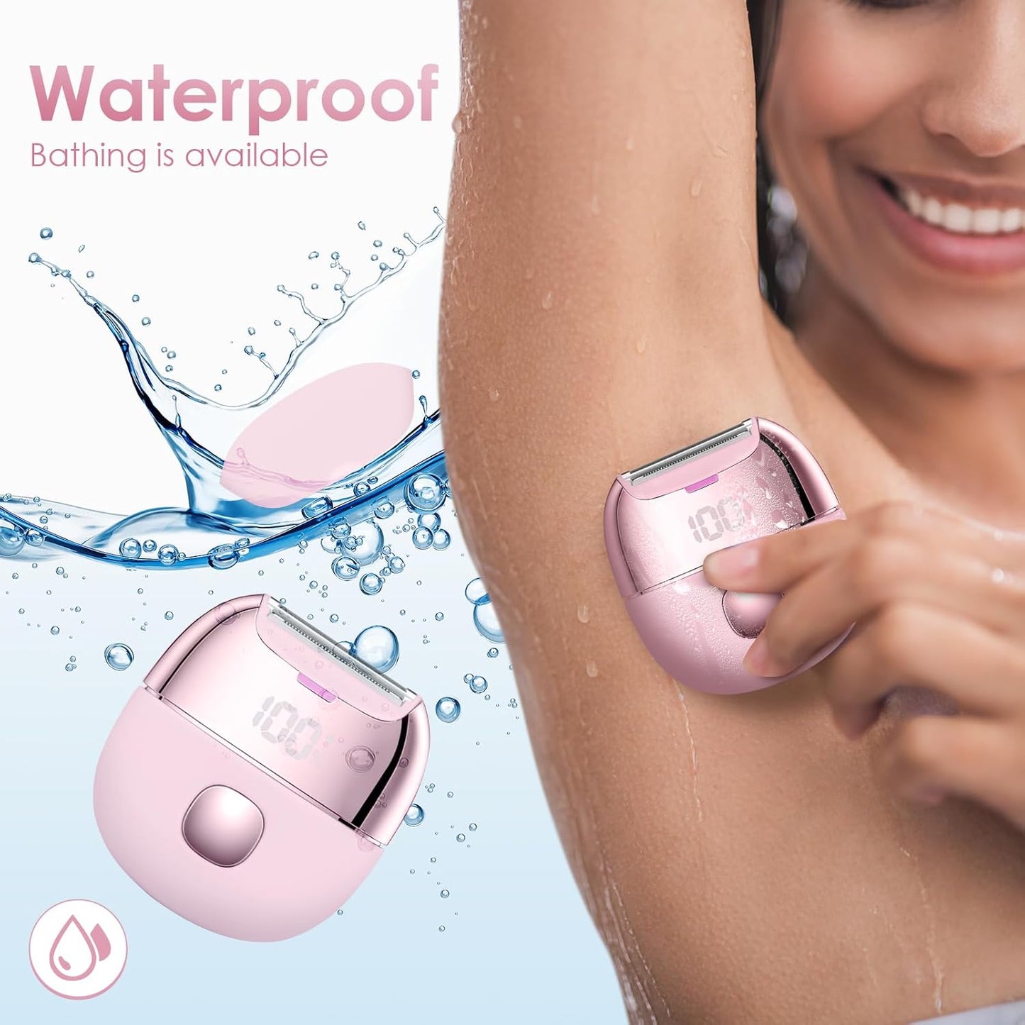 Cordless Electric Shaver for Women: Mini Electric Razors with LED Display - Rechargeable Bikini Trimmer - IPX7 Waterproof Wet Dry Face Razor for Body Public Leg