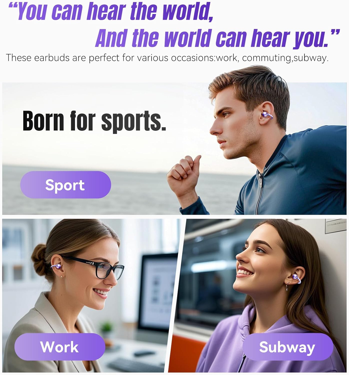 Wireless Earbuds, Bluetooth Ear Buds Headphones, 40H Long Playtime, Stereo Deep Bass, LED Power Display, IPX7, Lightweight in Ear Earphone with Mic for iPhone Android Phone