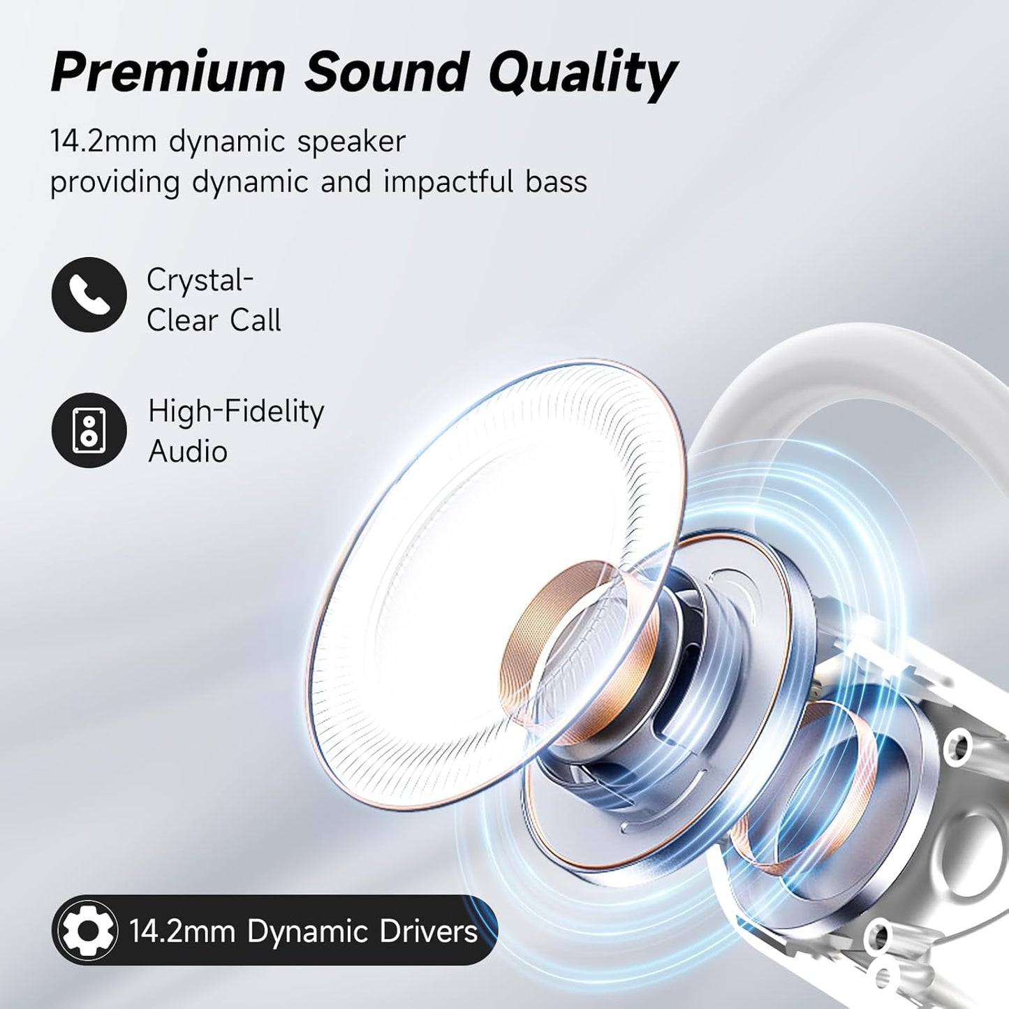 Wireless Earbuds, 2025 Ear Buds with Big Bass Stereo Sound, Lightweight Bluetooth Earbuds with 48 Hours Playtime, in-Ear Fit Earphones, IPX7, Hands-Free Calls with AI for iPhone, Android, Pad