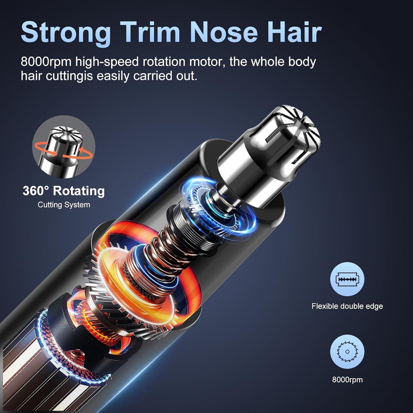 Ear and Nose Hair Trimmer for Men and Women, Travel Trimmer,High-Precision Nose Shaver,USB Rechargeable,Waterproof,Safe & Quiet Operation,Portable Ear Hair Remover Design