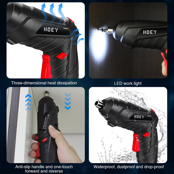 Cordless Screwdriver, 47 in 1 Electric Screwdriver,Dual Position Handle with USB Cable LED Light for Home Office DIY Tools