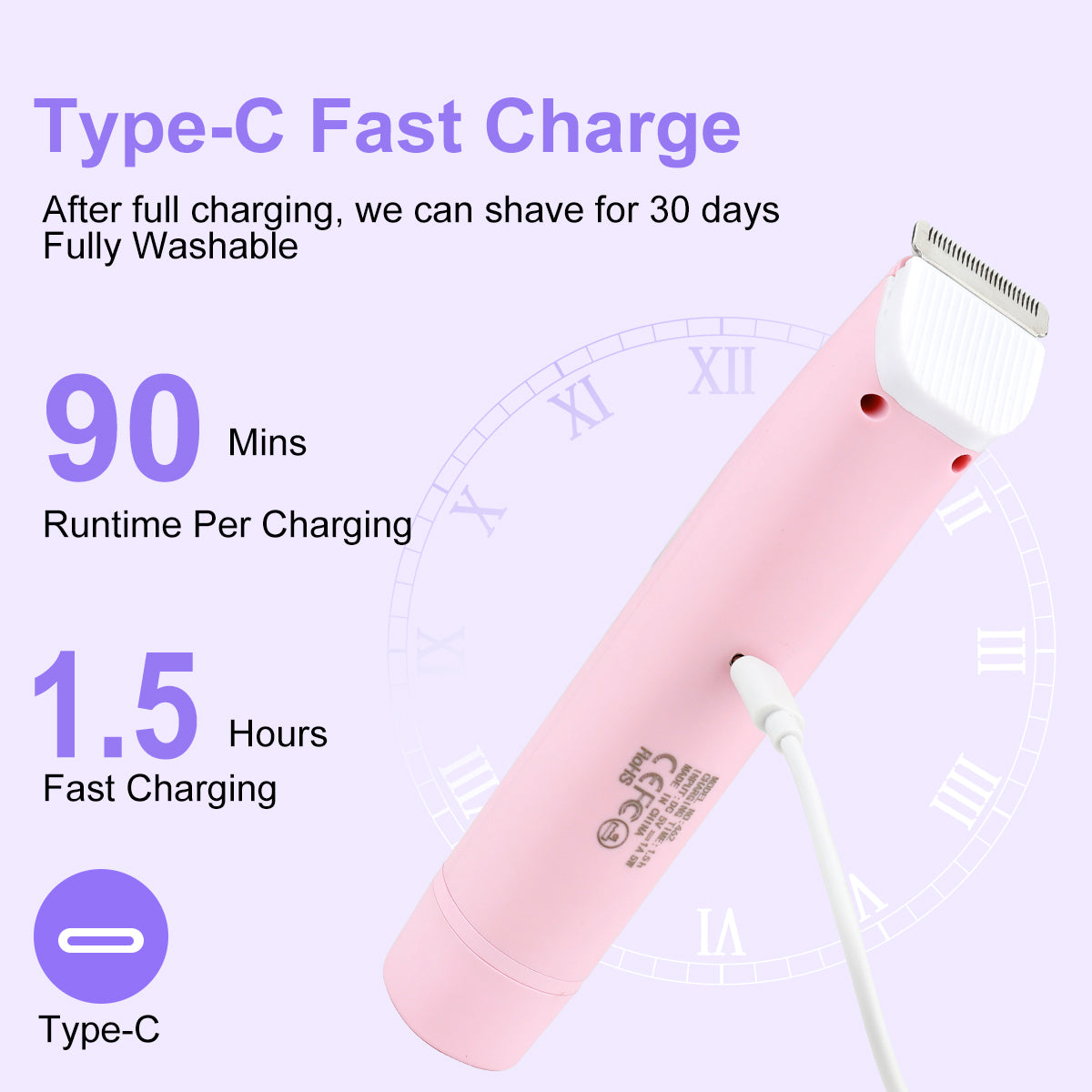 Hoeylife 2 in 1 Women Electric Shaver, Dual Head Bikini Trimmer for Women, IPX6 Waterproof Wet & Dry Use Body Hair Trimmer and Facial Hair Razor for Bikini Underarm Leg Arm Body Face