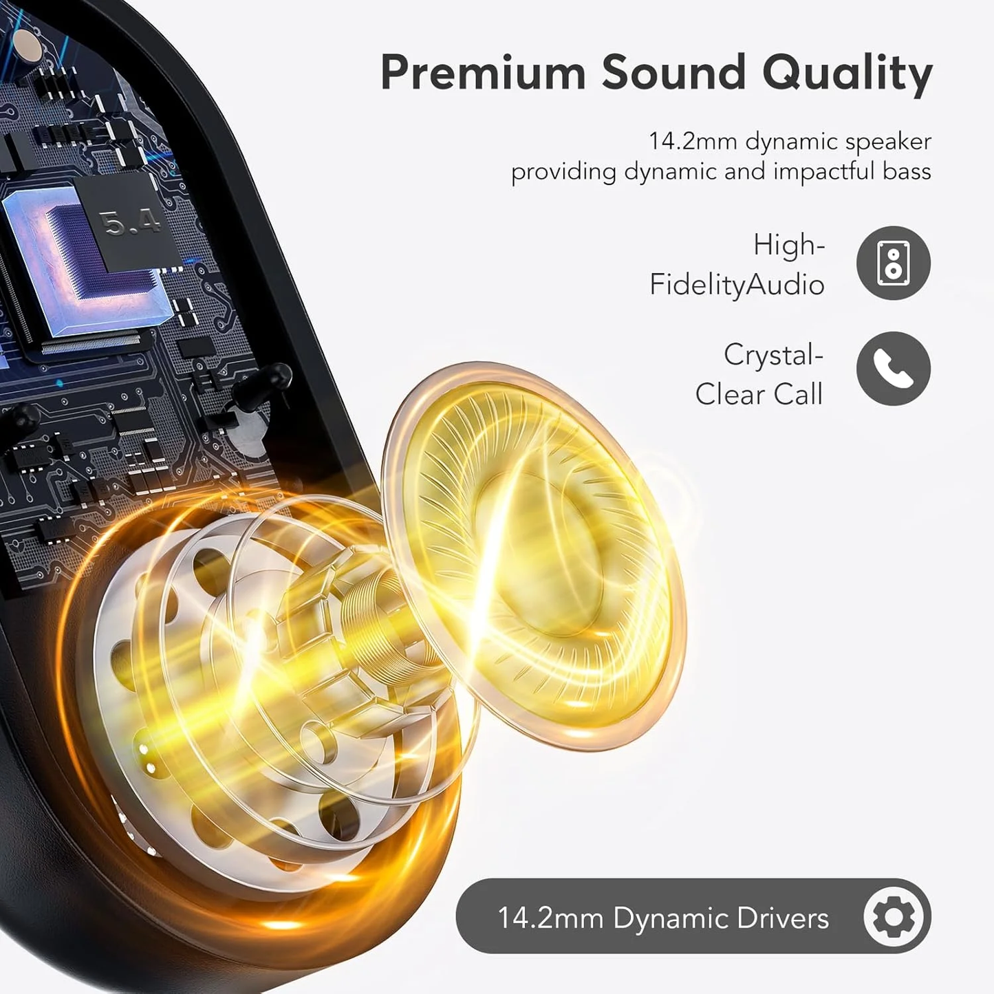 Open Ear Headphones, Bluetooth Headphones 5.4 Sports with Smart Digital Display, 50H Playtime, IP7 Waterproof, Wireless Earbuds Lightweight Design Fit Cycling Running Workout
