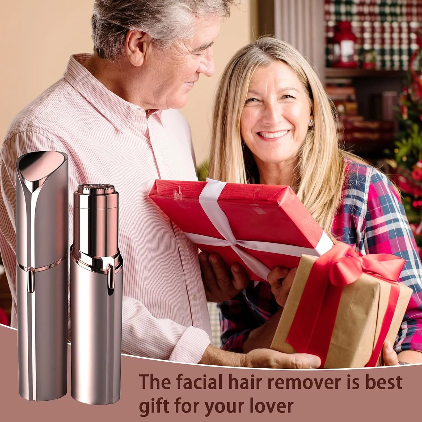 Hoeylife Facial Hair Remover for Women - Painless Face Shaver - Electric Hair Removal Device for Face Lips Peach Fuzz with Light (Rose Red)
