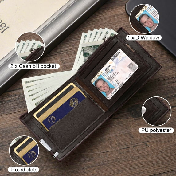 Wallet for Men, RFID Blocking Metal Bifold Men's Wallet, Extra Capacity with Multiple Card Slots, Ultra thin and Simple