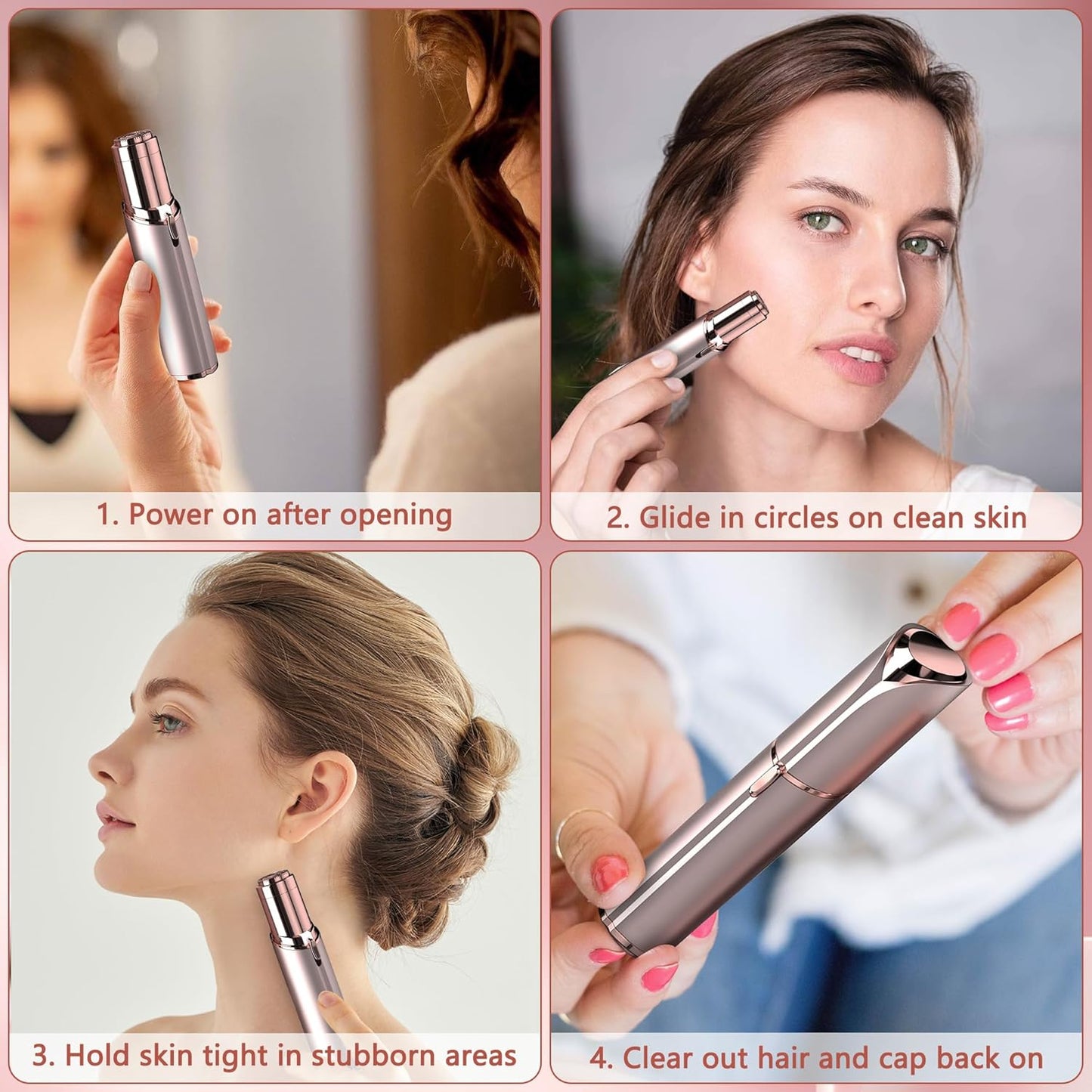 Facial Hair Removal for Women, Electric 2 in 1 Face Shaver and Eyebrow Trimmer, Rechargeable Nose Hair Trimmer for Women, Face Razor with Built-in LED Light