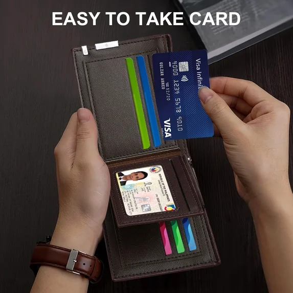 Wallet for Men, RFID Blocking Metal Bifold Men's Wallet, Extra Capacity with Multiple Card Slots, Ultra thin and Simple