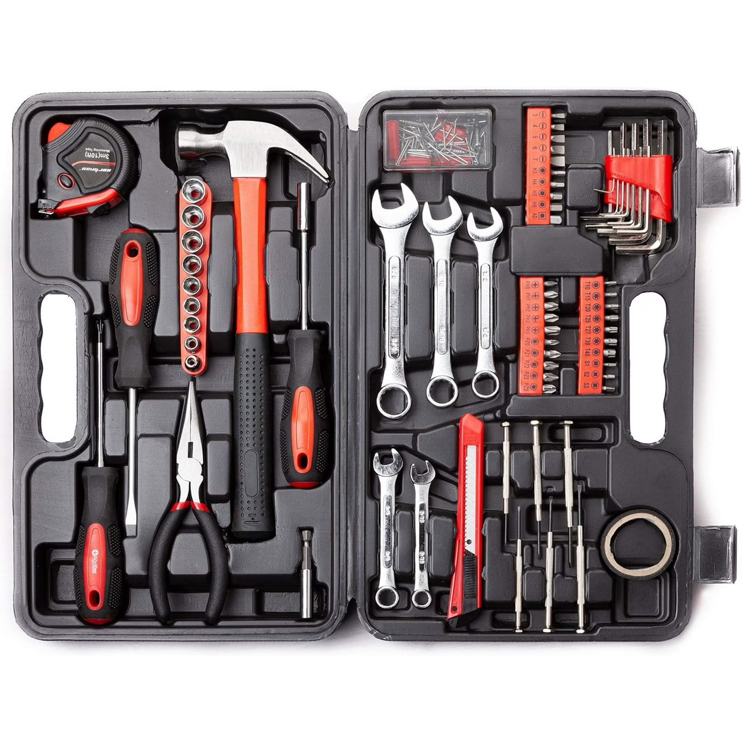 Hoey Home Repair Tool Kit, 146 Pieces Basic Home Repair Tool Set, General Mechanic Tool Set, General Household Tool Kit with Plastic Toolbox, Perfect for Homeowner, Office & College Repairs