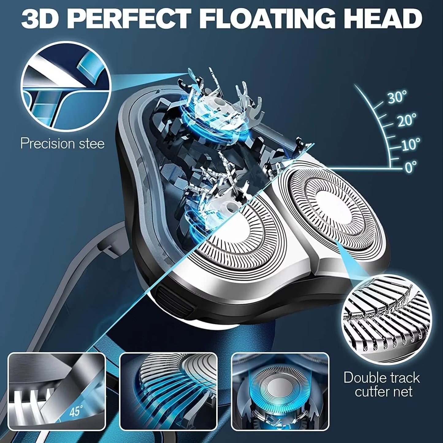 Obacre Electric Shaver Razor for Men, 3 in 1 Men's Cordless LED Display IPX7 Waterproof Nose Hair Beard Trimmer Grooming Kit with Wet Dry Rechargeable Use