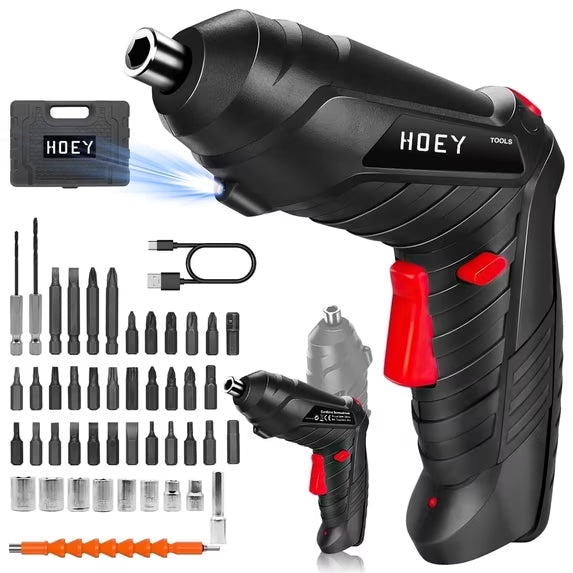 Cordless Screwdriver, 47 in 1 Electric Screwdriver,Dual Position Handle with USB Cable LED Light for Home Office DIY Tools
