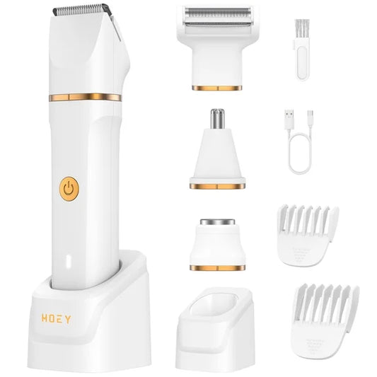 OBACRE 2-in-1 Electric Bikini Trimmer and Facial Shaver for Women, Waterproof Cordless Body Groomer with Ceramic Blade