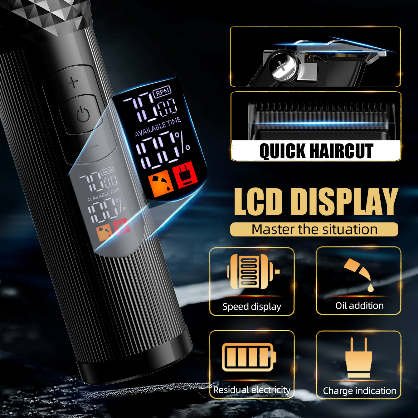 Hair Clippers for Men + T-Blade Trimmer Kit, Rechargeable Barber Trimmer with LCD Display & Guide Combs for Hair Cutting, Cordless Hair Clipper, Professional Clippers Set for Home Use