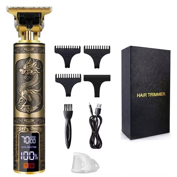 Professional Hair Trimmer for Men,T-Blade Zero Gapped Cordless Edger Clipper Cutting Rechargeable Liners Electric Beard Shaver with LED Display