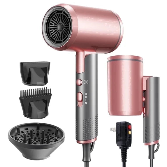 Obacre Professional 1800W Ionic Blow Dryer with Diffuser, Fast Drying Hair Dryer for Women with Frizz Control, Low Noise Design and Multiple Styling Attachments