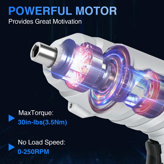 Cordless Screwdriver, 47 in 1 Electric Screwdriver,Dual Position Handle with USB Cable LED Light for Home Office DIY Tools