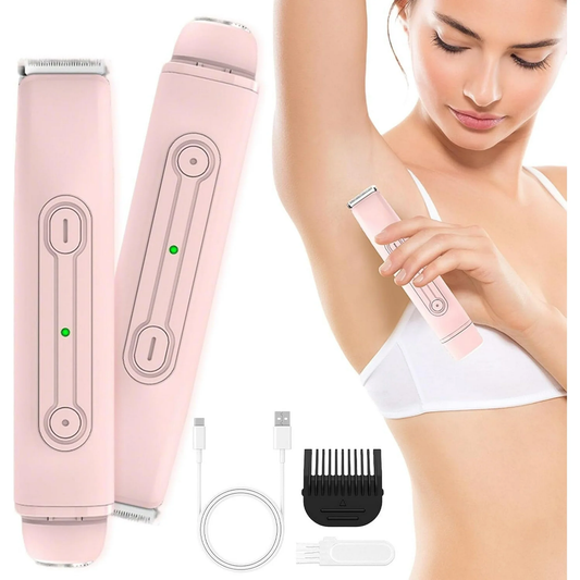 Hoeylife 2 in 1 Women Electric Shaver, Dual Head Bikini Trimmer for Women, IPX6 Waterproof Wet & Dry Use Body Hair Trimmer and Facial Hair Razor for Bikini Underarm Leg Arm Body Face