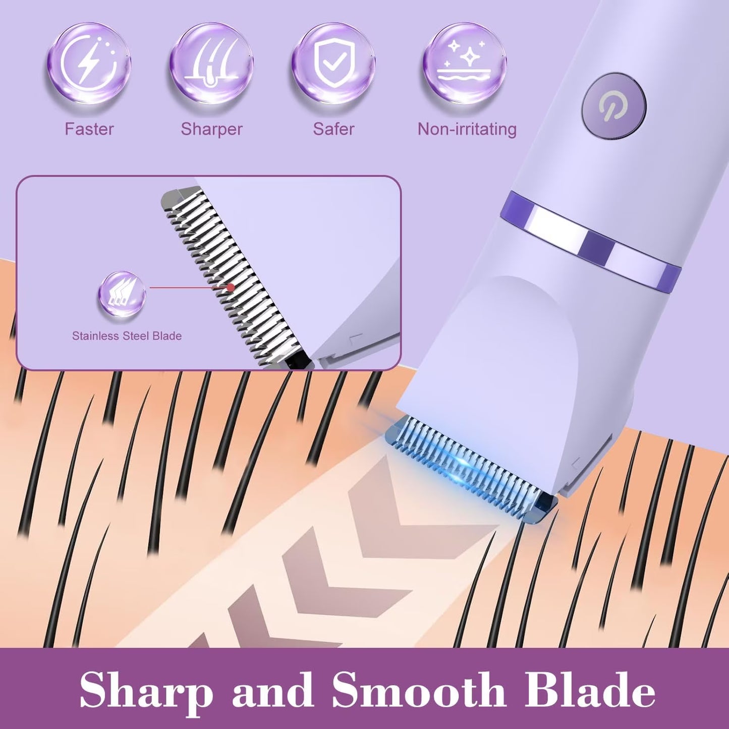 Obacre Bikini Trimmer for Women, 3 in 1 Electric Razors for Women, IPX7 Waterproof Wet Dry Body Shaver Pubic Hair Trimmer Facial Hair Remover with Ceramic Blade USB Recharge Dock Gift for Women