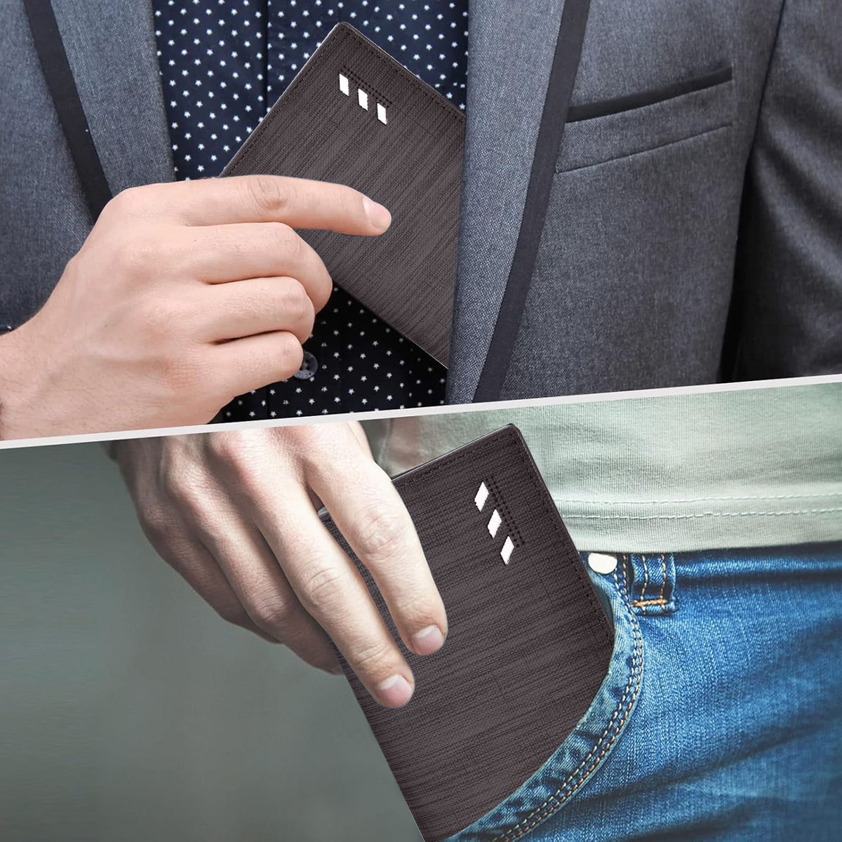 Long Wallet for men, RFID Blocking Bifold Leather Wallet, Men's Long Slim Wallet with ID Window and Multiple Card Slots