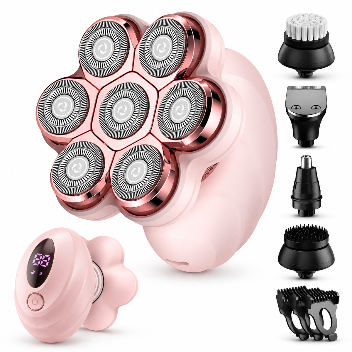 Obacre 5-in-1Electric Razors for Women, 7D Magnetic Heads Full Body Shaver, Wet Dry Hair Remover with LED Display, Rechargeable Bikini Trimmer