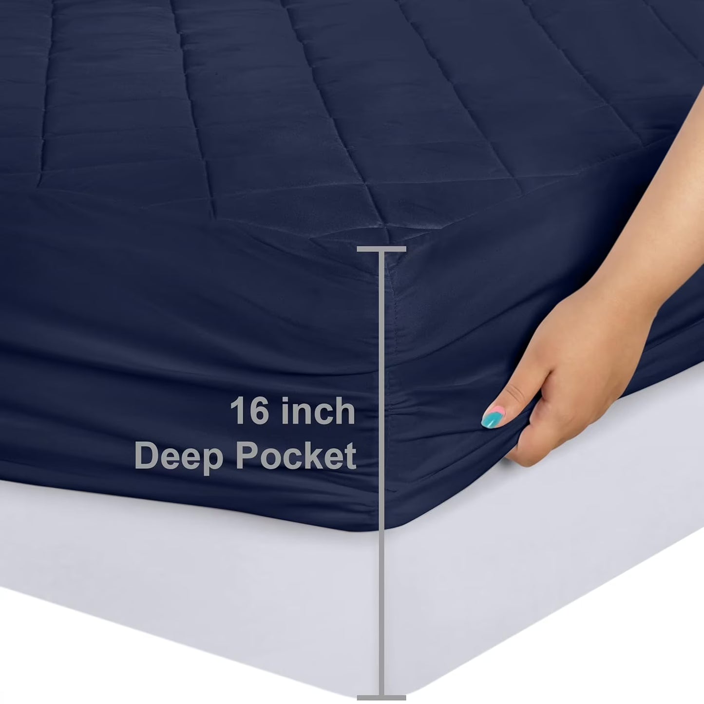 Full Size Waterproof Mattress Pad Protector, Breathable Quilted Mattress Cover Noiseless Waterproof Fitted Sheet Mattress Topper Up to 21" Deep Pocket