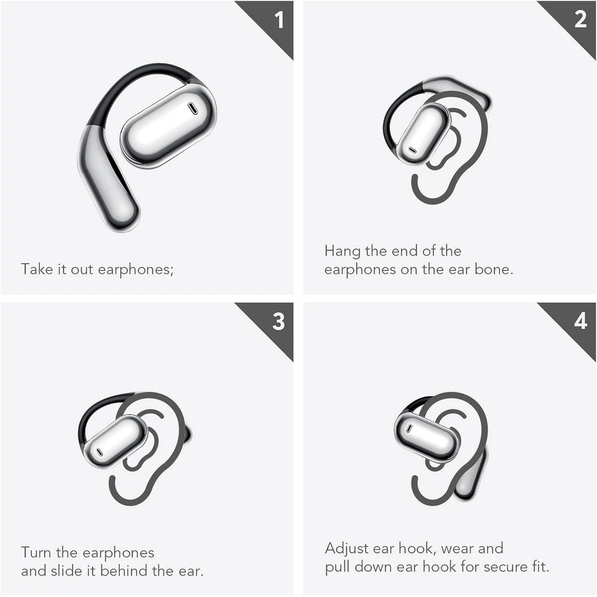 Open Ear Headphones, Bluetooth Headphones 5.4 Sports with Smart Digital Display, 50H Playtime, IP7 Waterproof, Wireless Earbuds Lightweight Design Fit Cycling Running Workout