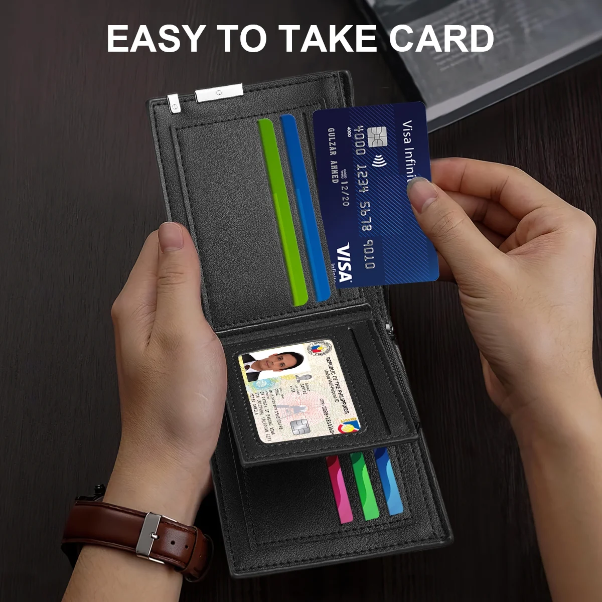 Wallet for Men, RFID Blocking Metal Bifold Men's Wallet, Extra Capacity with Multiple Card Slots, Ultra-thin and Simple