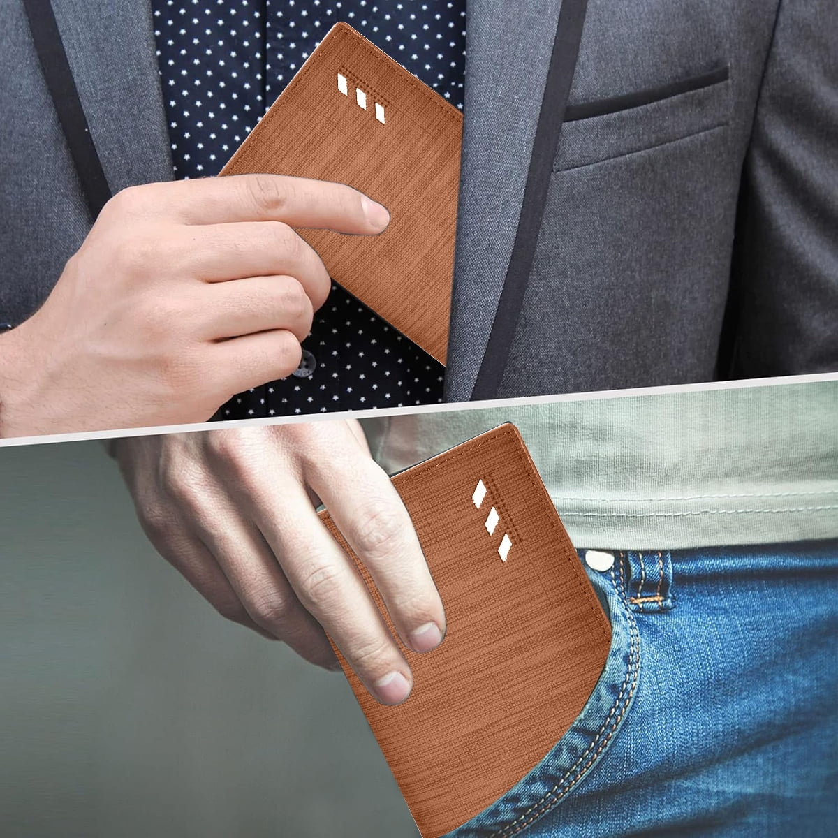 Long Wallet for men, RFID Blocking Bifold Leather Wallet, Men's Long Slim Wallet with ID Window and Multiple Card Slots