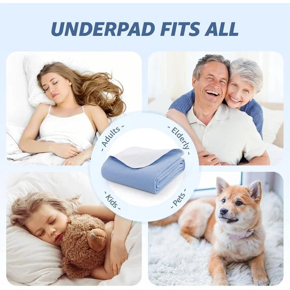 1 Pack 34” x 52” Extra Heavy Absorbency Washable Underpads, Waterproof Quick Drying Nursing Pads Incontinence Bed Pads, Reusable Washable Pee Pads for Dogs, Diaper Changing & Adults