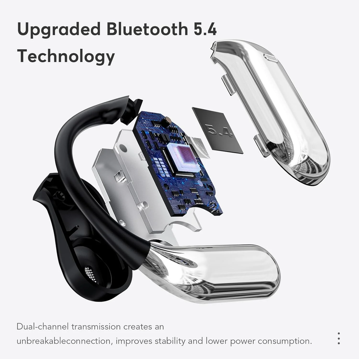 Open Ear Headphones, Bluetooth Headphones 5.4 Sports with Smart Digital Display, 50H Playtime, IP7 Waterproof, Wireless Earbuds Lightweight Design Fit Cycling Running Workout