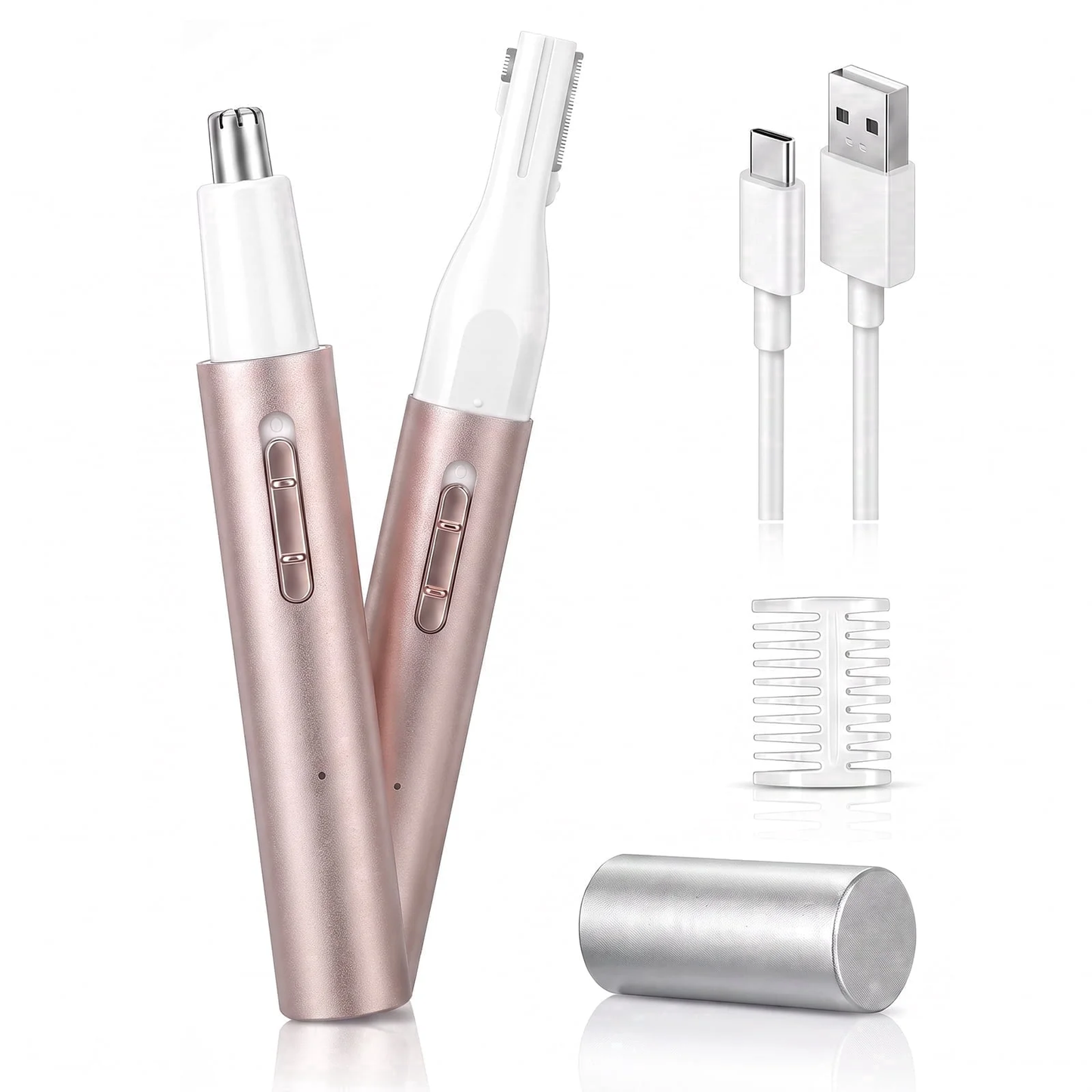 Hoeylife Rechargeable Nose and Ear Hair Trimmer for Women Men – Painless Facial and Eyebrow Hair Remover, Dual-Edge Blades, IPX7 Waterproof, Compact and Portable Electric Clipper