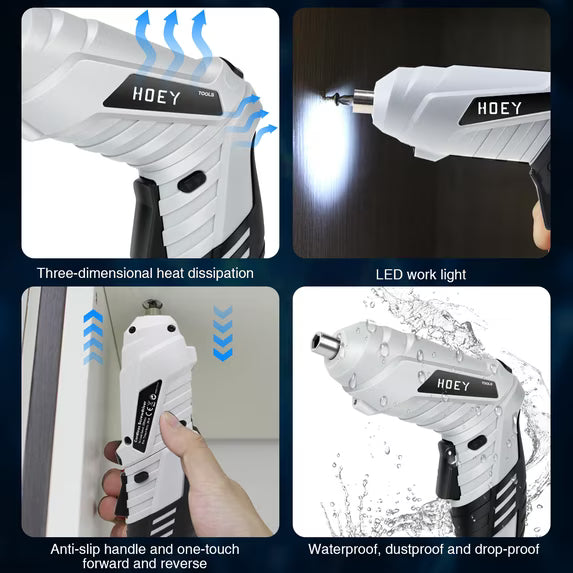 Cordless Screwdriver, 47 in 1 Electric Screwdriver,Dual Position Handle with USB Cable LED Light for Home Office DIY Tools