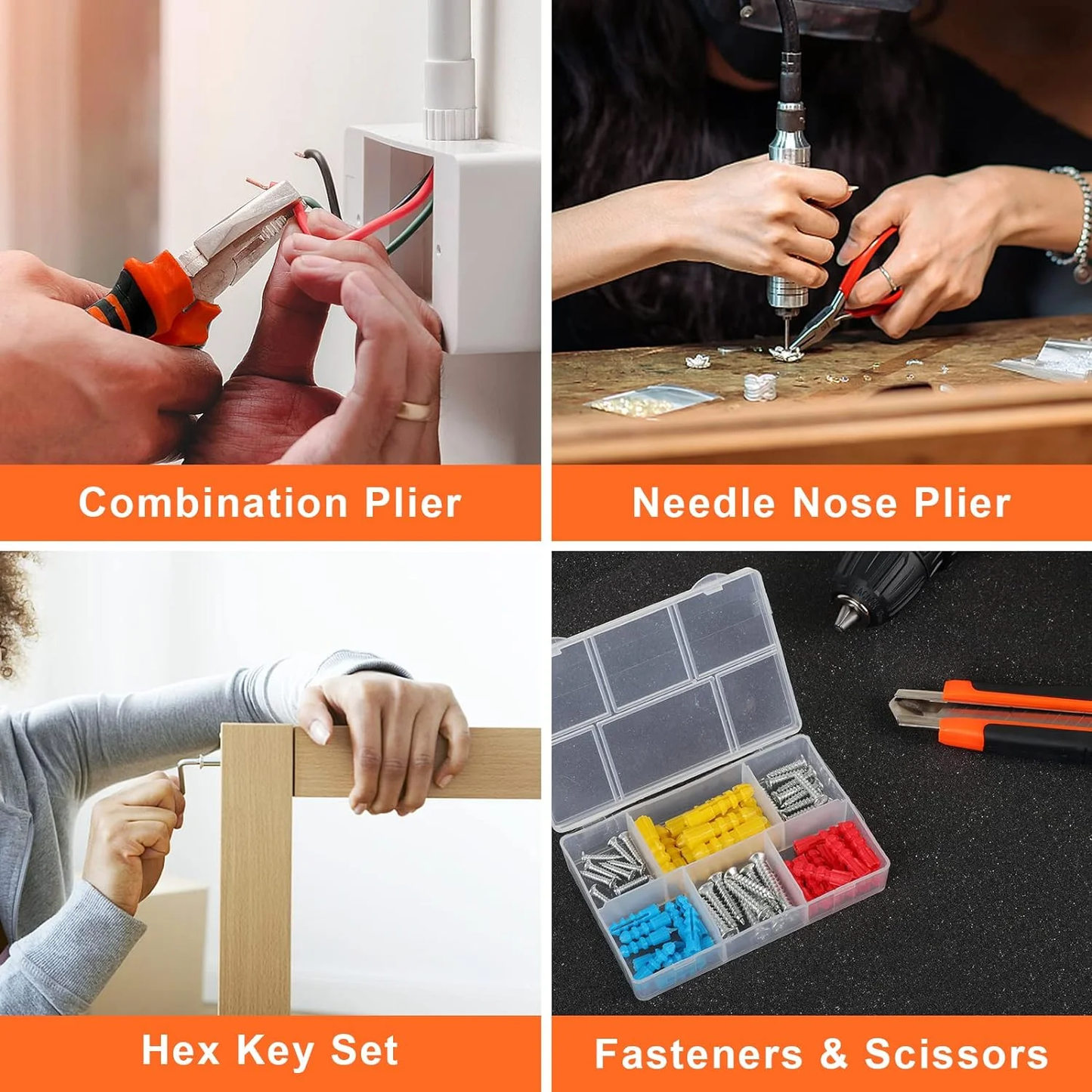 Hoey 105 Piece General Household Tool Set in Tool box Storage Case with Essential Hand Tools for Everyday Home Repairs, DIY and Crafts